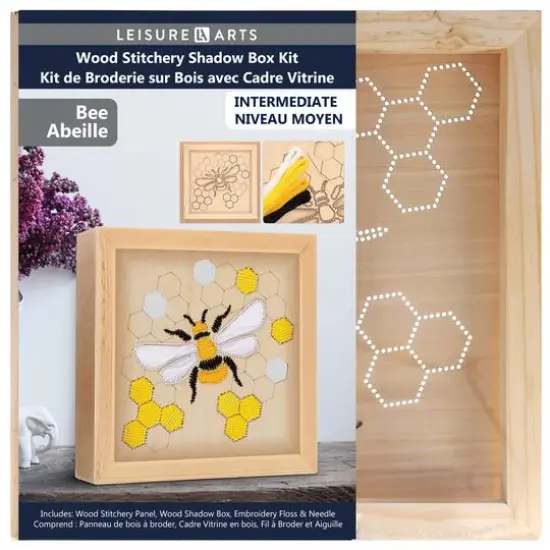 Leisure Arts&reg; Intermediate Bee Wood Stitchery Shadow Box Kit {1}