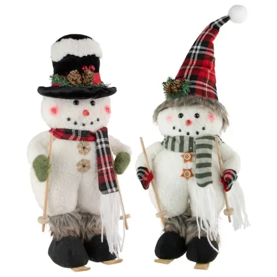 15" Winter Skiing Snowmen Christmas Table Top Decoration Set {5}