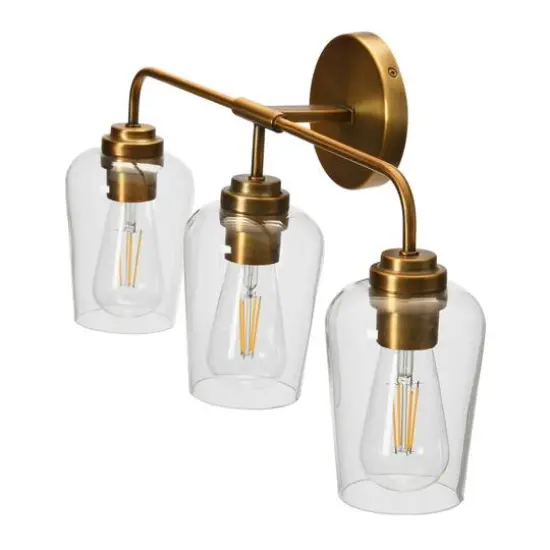 Hello Honey&reg; Robert Stevenson Lighting Holden Metal & Glass 3-Light Vanity Brushed Bronze {8}