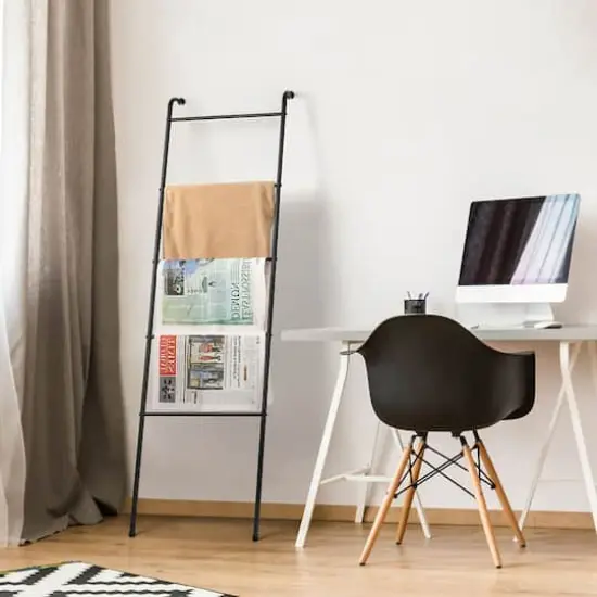 NEX™ 5.5ft. 5-Tier Black Wall-Mounted Metal Blanket and Towel Ladder {5}