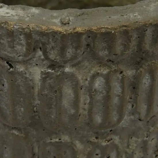 Hello Honey&reg; 7" Distressed Black Debossed Cement Planter {3}