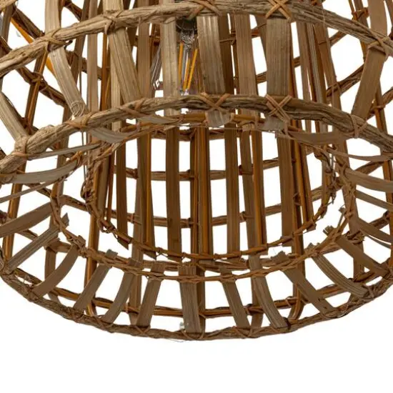 Hello Honey® 18" Natural Round Woven Rattan & Bamboo Pendant Lamp {8}