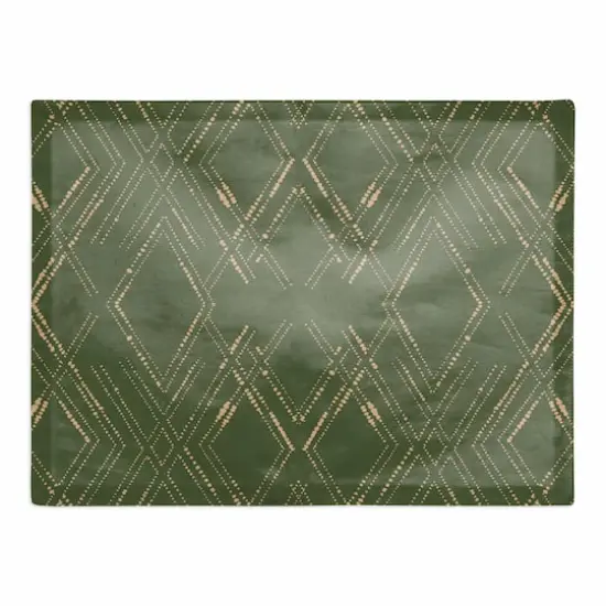 Diamond Cotton Twill Placemat Green/Gold {1}