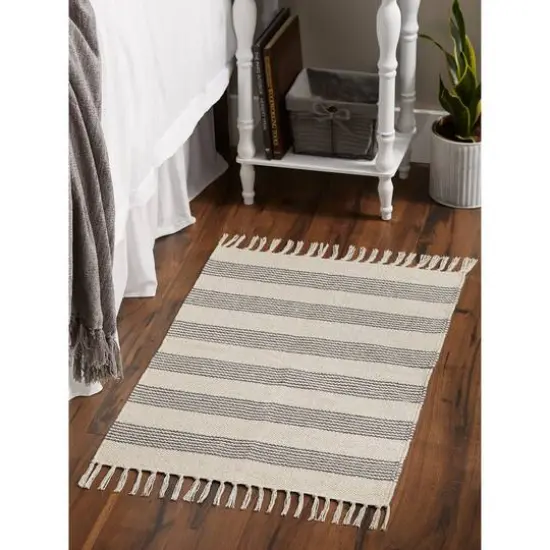 DII&reg; Gray Ticking Stripe Hand-Loomed Rug, 2ft. x 3ft. {9}