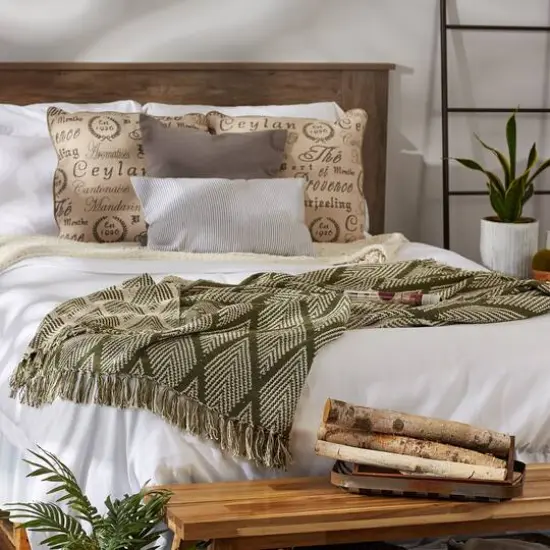 DII&reg; Olive Green Tone Multi Diamond Throw {9}