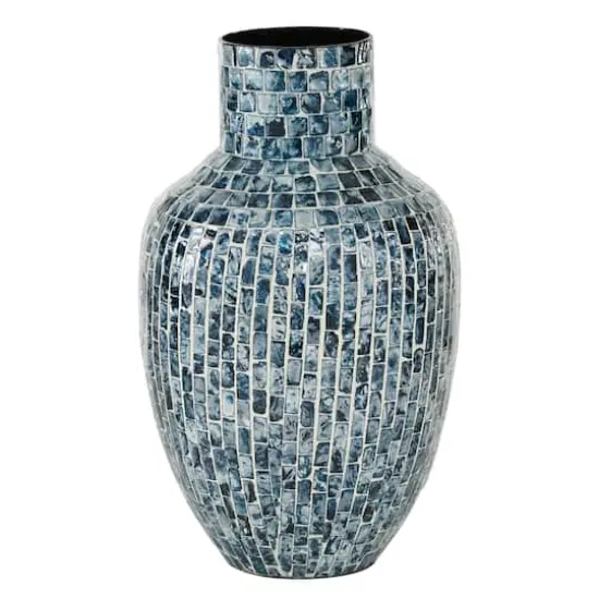 16" Blue Mother of Pearl Coastal Vase {1}