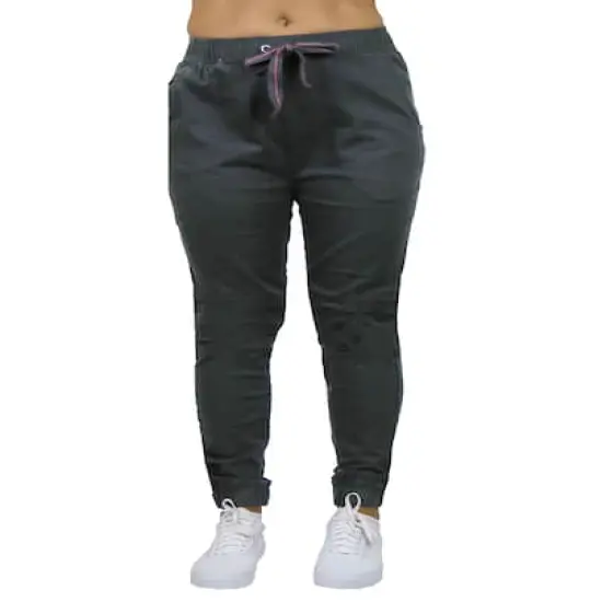 Galaxy By Harvic Loose Fit Stretch Twill Women's Joggers Dark Grey {1}