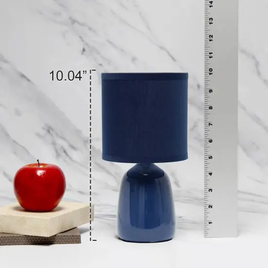Simple Designs 10" Thimble Base Ceramic Table Lamp Navy Blue {3}