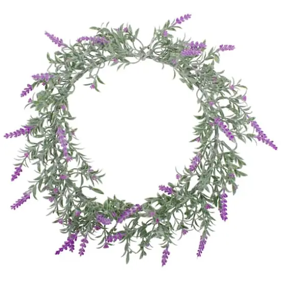 16" White LED Lighted Pink Lavender Artificial Spring Wreath {1}