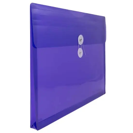 JAM Paper Letter Booklet Plastic Envelopes with Button & String Tie Closure, 12ct. Purple {5}