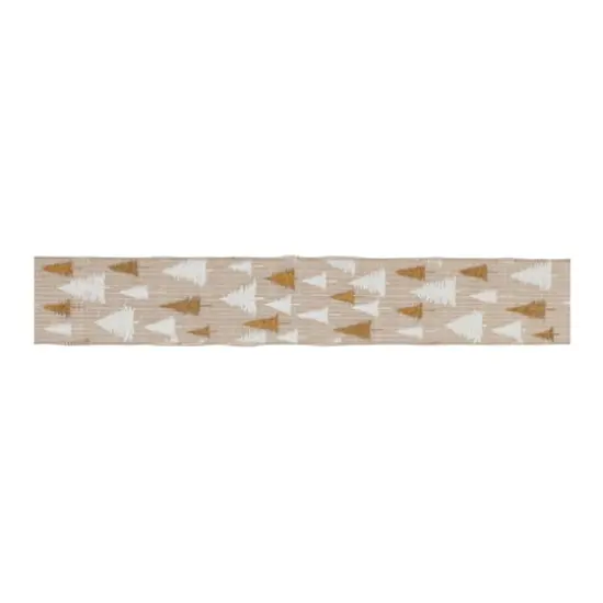 2.5" x 10yd. Brown & White Faux Linen Wired Pine Tree Ribbon, 2ct. {3}
