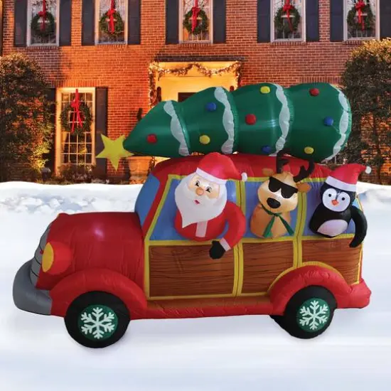 7ft. Inflatable Santa's Christmas Woody {7}