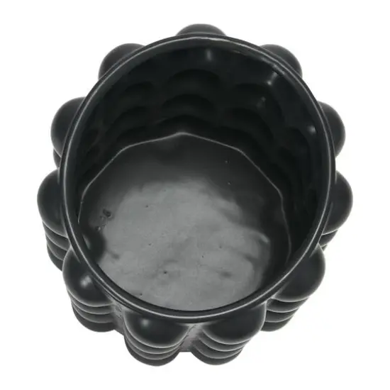 Hello Honey&reg; 9" Black Stoneware Planter with Raised Dots {4}