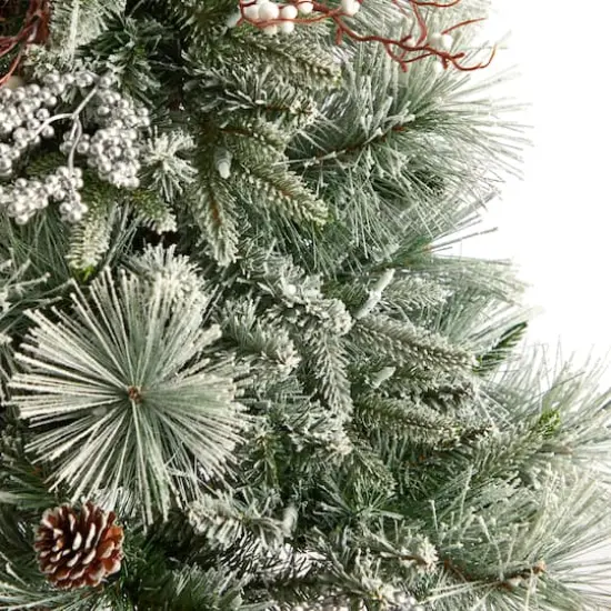 5ft. Pre-Lit Flocked Artificial Christmas Tree in Decorative Urn, White LED Lights {6}