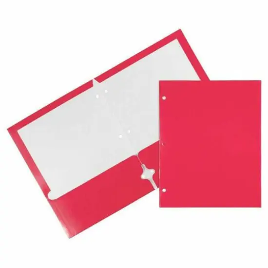 JAM Paper 9.5" x 11.5" Glossy 3-Hole Punch Folders, 12ct. Pink {1}