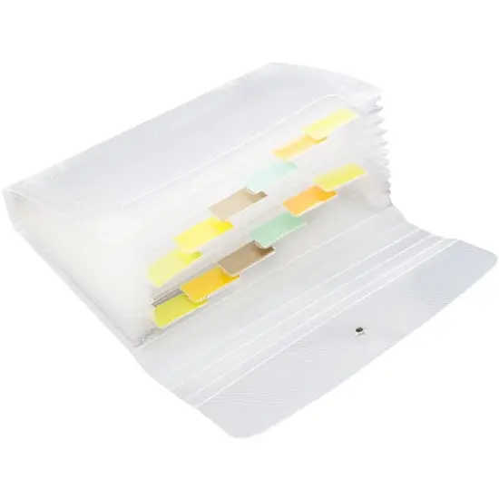 JAM Paper Coupon Size 13 Clear Pocket Plastic Expanding File Accordion Folder 4.25" x 6.75" {5}