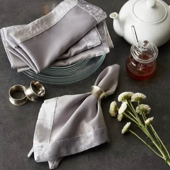 DII&reg; Velvet Trimmed Oversized Napkin, 4ct. Silver {6}