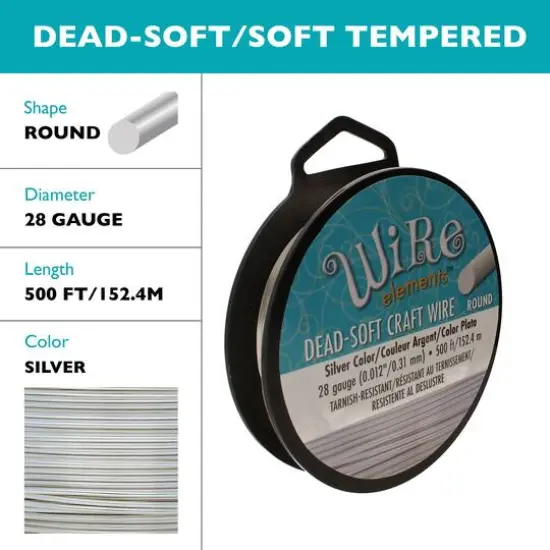 The Beadsmith&reg; Wire Elements&trade; 28 Gauge Tarnish Resistant Soft Temper Wire, 500ft. Silver {6}
