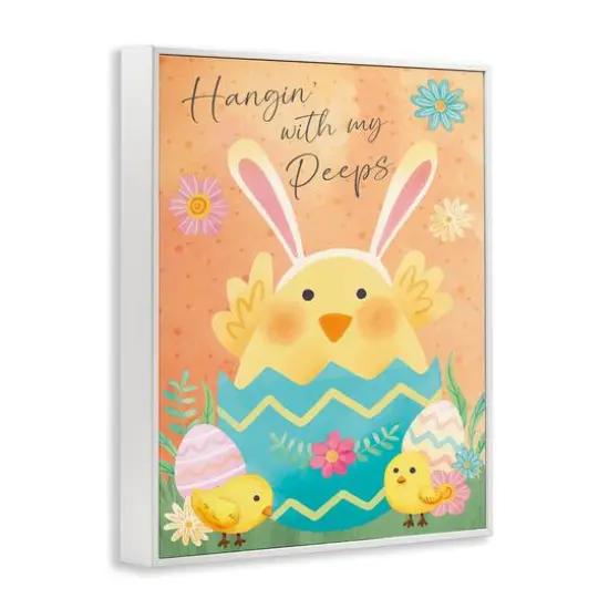 Stupell Industries Hangin' With My Peeps Easter Egg Chicks Framed Giclee Art White {4}