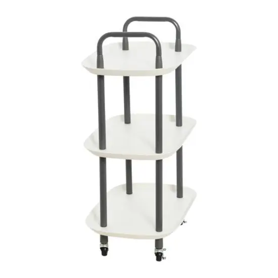 Hello Honey® Main + Mesa™ 3-Tier Modern Plastic and Metal Trolley White and Dark Gray {4}