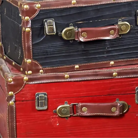 Multicolor Wood Farmhouse Trunk Set {5}