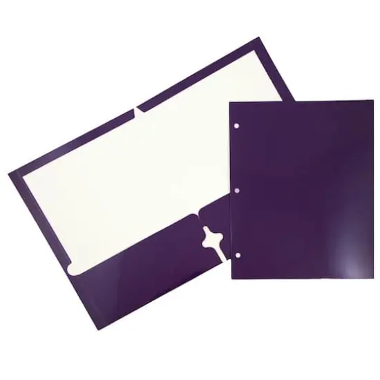 JAM Paper Laminated 2-Pocket Glossy 3-Hole Punch School Folders, 6ct. Purple {1}