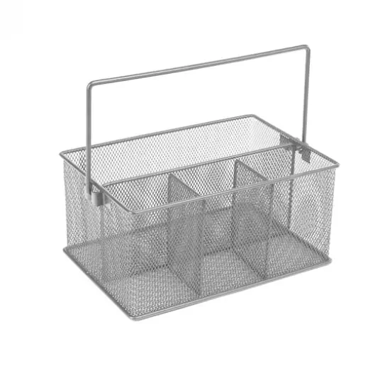 Mind Reader Metal Mesh Storage Basket with Handle Gray {9}