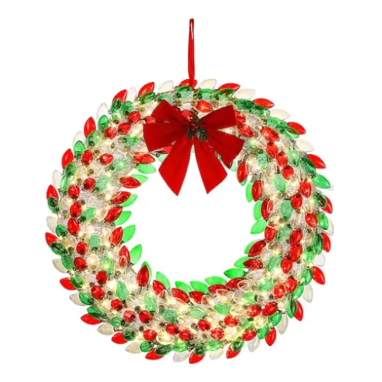 Mr. Christmas 30" Red & Green LED Retro C9 Bulb Wreath {1}