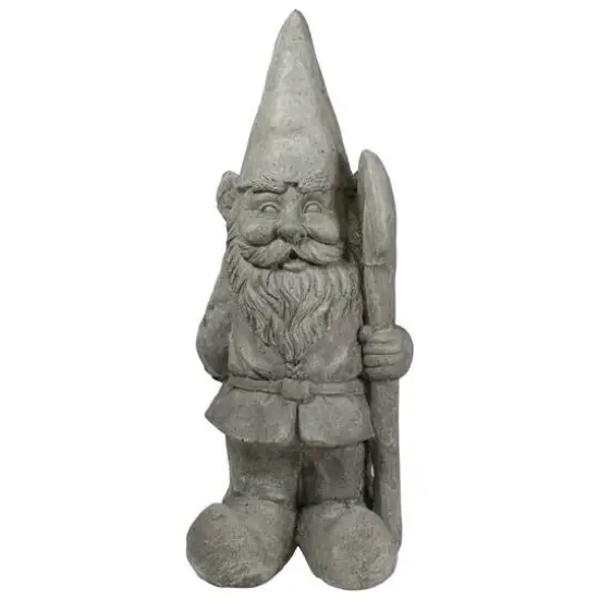 18.5" Gray Gardener Gnome with Shovel Outdoor Garden Statue {1}