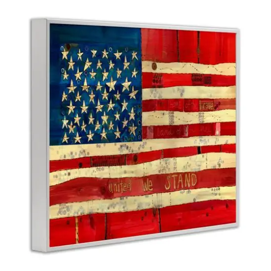 Stupell Industries United We Stand Independence Day Festive American Flag Framed Giclee Art White {4}