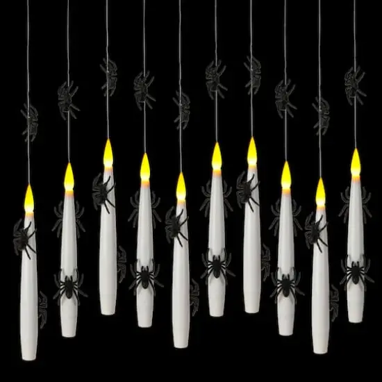 10ct. Warm White Flickering LED Hanging Spider Candles with Remote by Ashland&reg; {3}