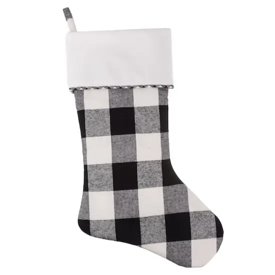 Haute Decor HangRight Black & White Buffalo Check Christmas Stocking {1}