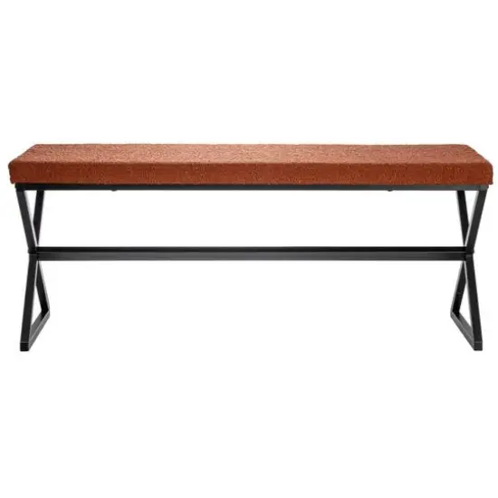 Household Essentials Harper 46.5" Metal & Boucle Bench Terracotta {6}