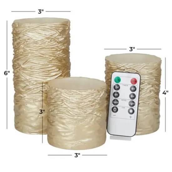 Gold Traditional Flameless Candle Set {7}