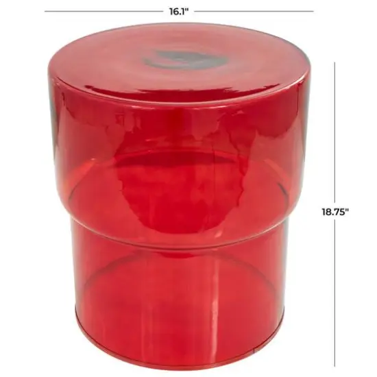 19" Glass Modern Accent Table Red {8}