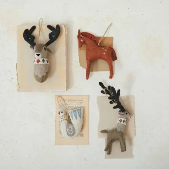 Hello Honey&reg; 10" Handmade Wool Felt Reindeer Head Ornament with Embroidery {3}