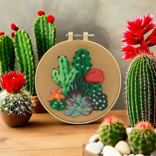 6" Cactus Needle Felting Kit with Hoop by Loops & Threads&reg; {3}