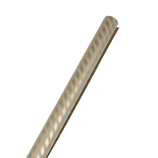 JAM Paper Striped Gift Wrap Brown Kraft and Silver {5}