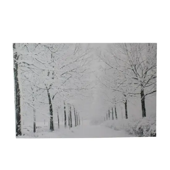 Fiber Optic Lighted Snowfall Winter Lane Christmas Canvas Wall Art {1}