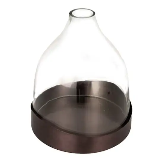 Hello Honey&reg; 10" Clear & Black Metal Sophisticated Glass Cloche with Metal Tray {1}