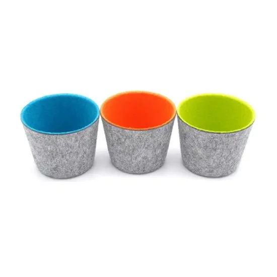 Welaxy Felt 3 Piece Orange, Green & Turquoise Storage Cups {4}