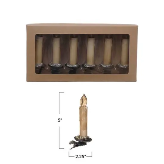 Hello Honey&reg; 6 Pack 5" Multicolor Plastic Candle Clip-On Ornaments with Tinsel & LED Light {4}