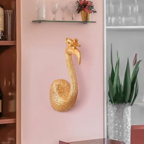 American Art Decor Tipsy Resin Gold Bird Head Wall Decor - 14.75" x 4.75" x 6.75" {3}