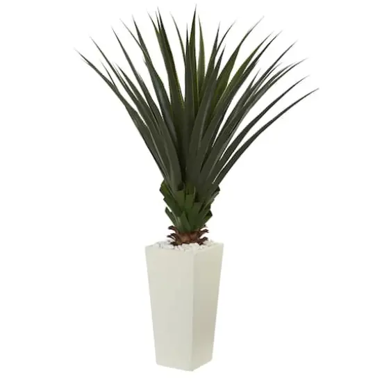 5ft. Spiky Agave Plant in White Tower Planter {1}