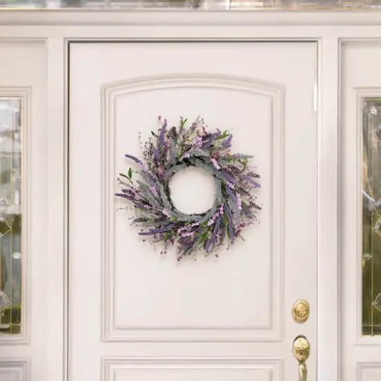 24" Artificial Lavender Floral Spring Wreath {6}