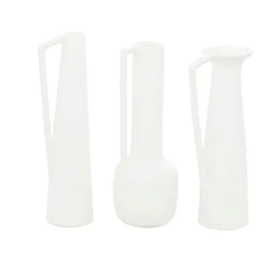 CosmoLiving by Cosmopolitan Set of 3 White Ceramic Modern Vase, 17", 16", 16" {5}