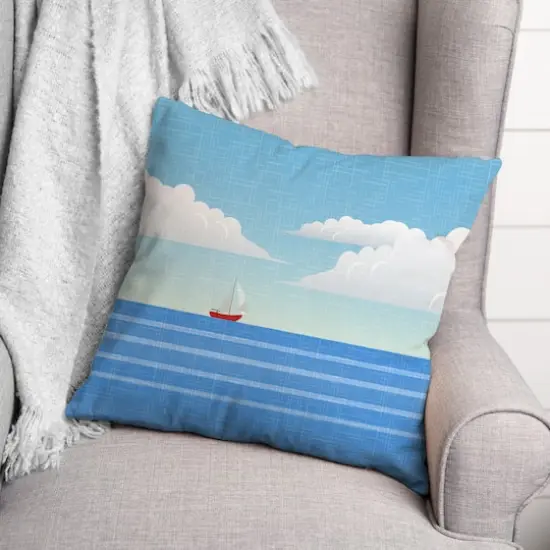 Lonesome Sailboat Throw Pillow {3}