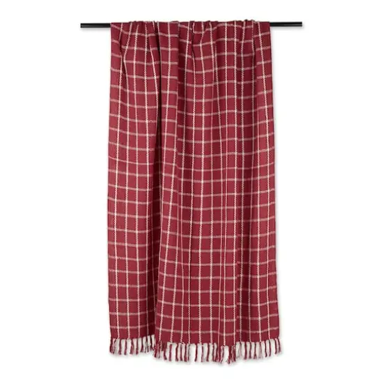 DII&reg; Checked Plaid Throw Barn Red {6}