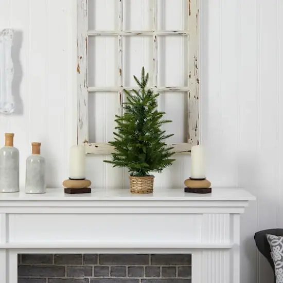 2ft. Pre-Lit Artificial Christmas Tree in Decorative Basket, Clear LED Lights {7}