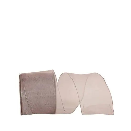 JAM Paper 2.5" x 25yd. Sheer Wired Ribbon Pewter {1}